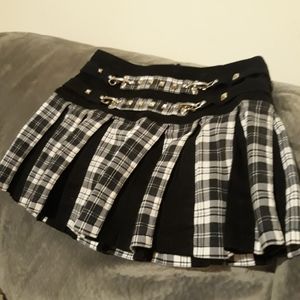 SOLDTripp nyc silver studd black white plaid skirt